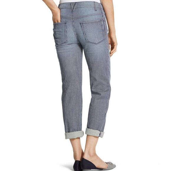 Chico's Jeans Size 1 (8) Boyfriend Railroad Striped - Picture 2 of 16